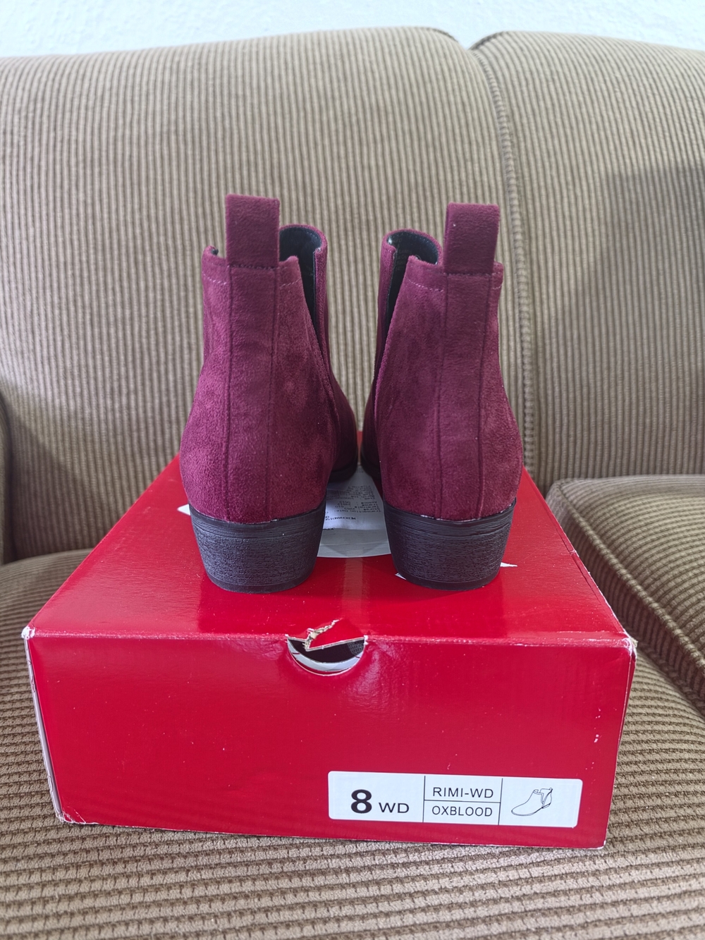 Journee Collection Rimi Wide Ankle Booties Oxblood Suede Size 8W - Picture 3 of 6
